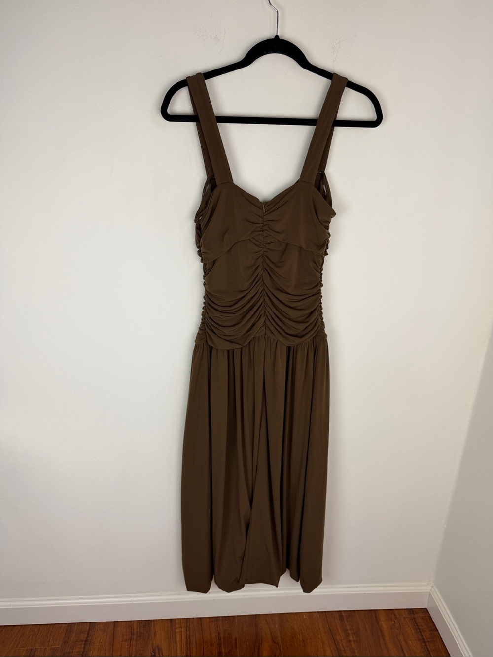 NWT J. Crew Drop Waist Brown Ruched Midi Dress Size M - Picture 5 of 8